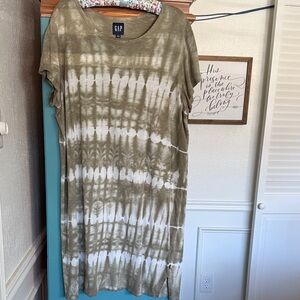 GAP Green and White Tie-Dye Dress